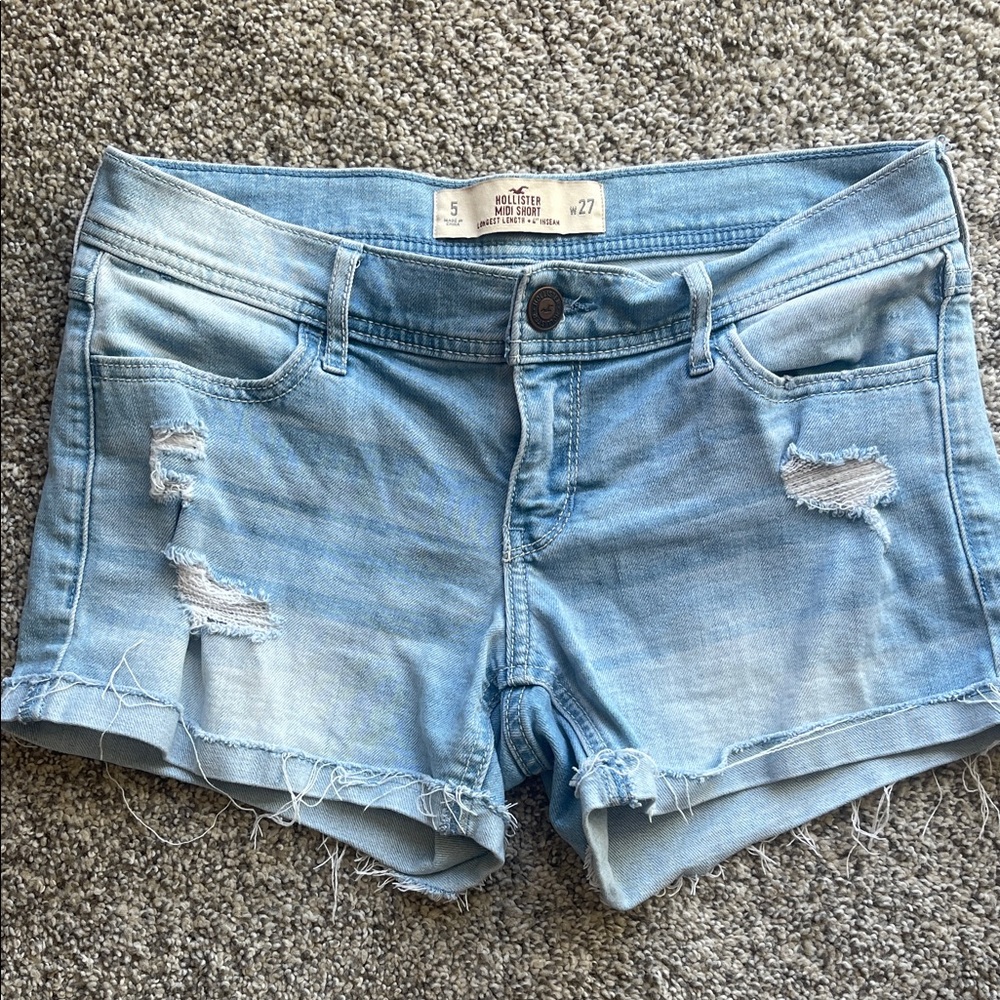 Hollister Light Blue Ripped Jean Shorts Size 5